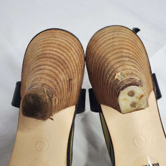 SEYCHELLES black heels leather peep toe ankle strap shoes 9 - Picture 6 of 11